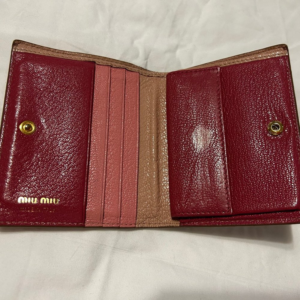 Pink Miu Miu Fold Over Snap Wallet - image 5